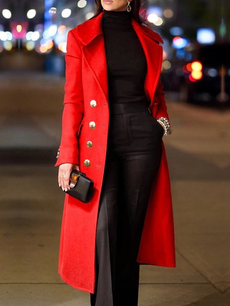 

Regular Fit Elegant Lapel Collar Regular Sleeve Coat, Red, Coats