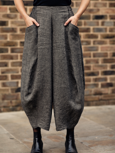 

Regular Fit Linen Pants, Black, Pants
