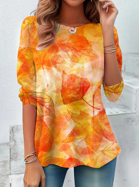 Maple Leaf Long sleeve Shirt, Orange, Long sleeves