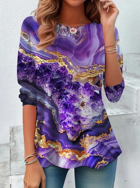 

Alzheimer's Purple Abstract Art Pattern Long sleeve Shirt, Long sleeves