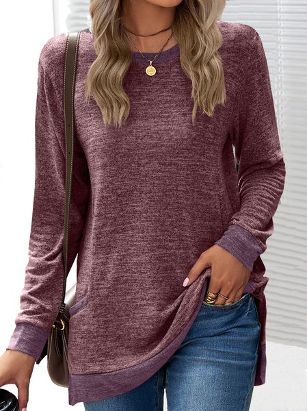 

Women's Long Sleeve Tee T-shirt Spring/Fall Plain Jersey Crew Neck Daily Going Out Casual Top, Wine red, T-Shirts