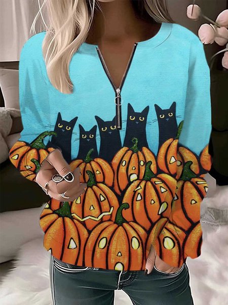 

Casual Crew Neck Halloween Sweatshirt, Orange, Hoodies & Sweatshirts