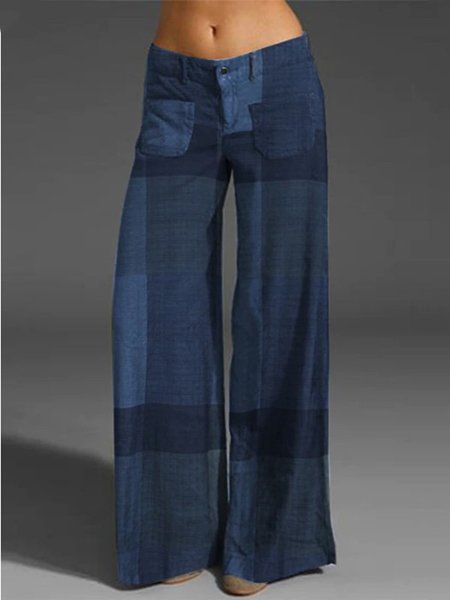 

Casual Geometric Long Pant, Deep blue, Pants