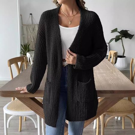 

Women's Casual Spring/Fall Plain Wool/Knitting Cardigan, Black, Sweaters