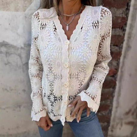 

Women Knitted Plain Long Sleeve Comfy Casual Cardigan, Apricot, Cardigans