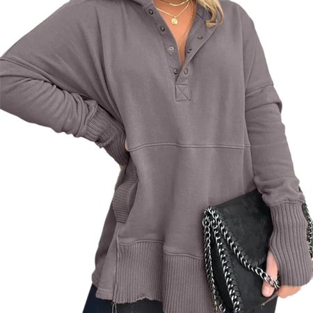

Women's Plain Spring/Fall Long Sleeve Casual Daily Hoodie, Gray, Sweatshirts & Hoodies