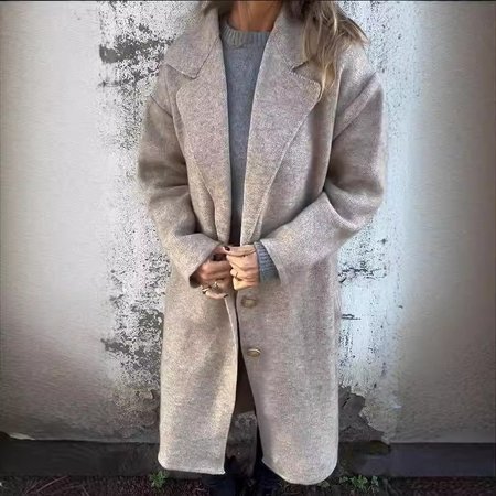 

Women's Plain Regular Loose Coat, Camel, Coats