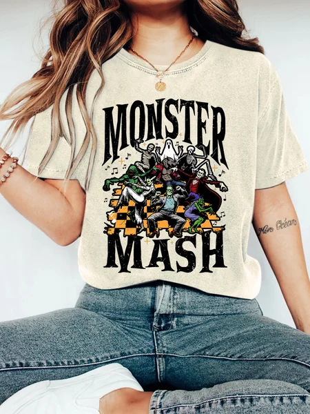 

Monster Mash Vintage Halloween Vintage Distressed Shirt, Off white, T-shirts