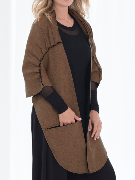

Loose Plain Linen Others Kimono, Brown, Outerwear
