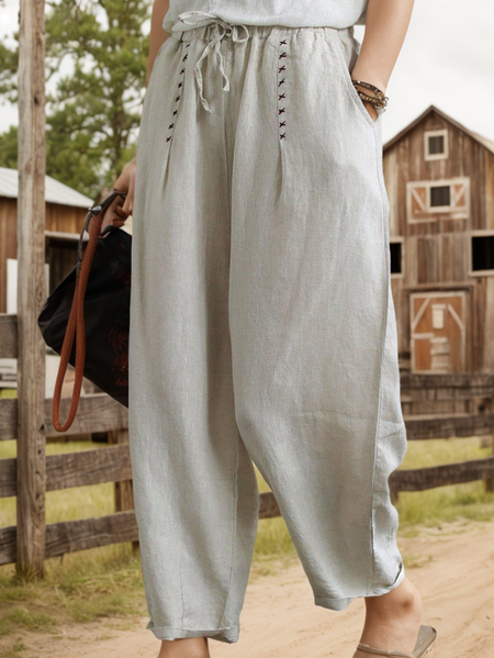 

Cotton And Linen Linen Pants, Oatmeal, Pants
