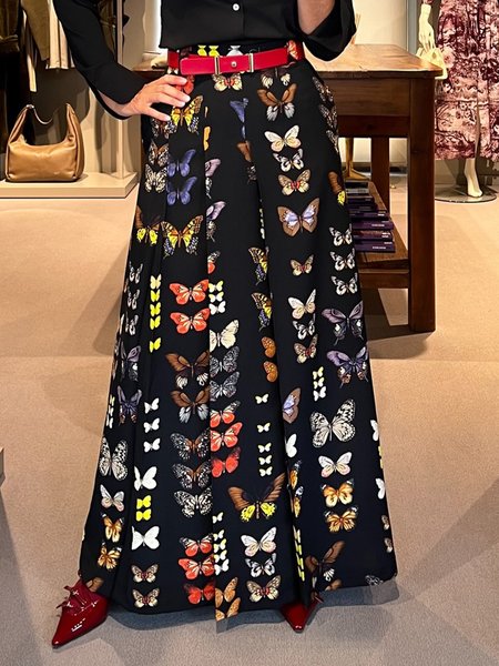 

Regular Size Butterfly Urban Loose Long Skirt With No Belt, Black, Skirts