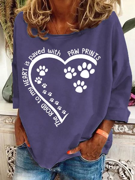 

Dog Lovers The Road To My Heart Is Paved With Paw Prints Casual Sweatshirt, Deep purple, Hoodies&Sweatshirts