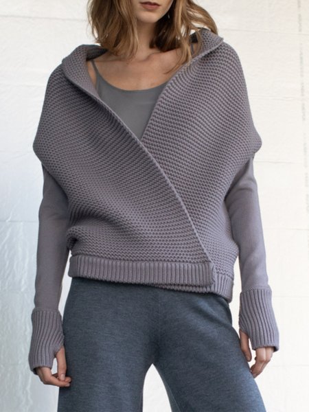 

Casual Long Sleeve Regular Size Cardigan, Gray, Cardigans