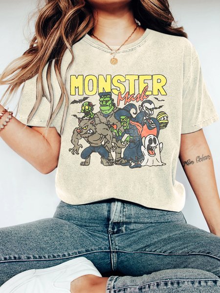 

Retro Halloween Monster Mash Vintage Distressed Shirt, Off white, T-shirts