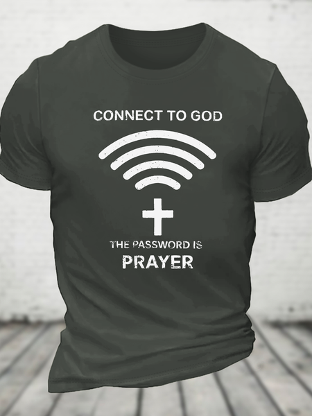 

Connect To God Vintage Faith Print Cotton T-Shirtw, Dark gray, T-shirts