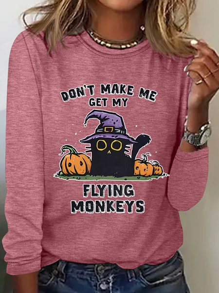 

Don't Make Me Get My Flying Monkeys Casual Long Sleeve Shirt, Watermelon, Long sleeves