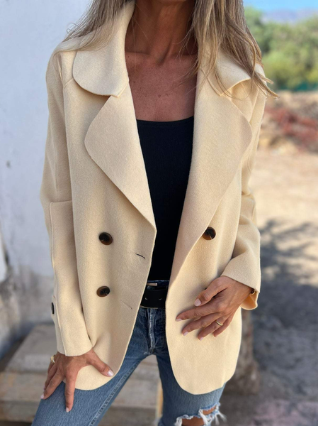 

Women's Plain Buckle Regular Loose Jacket, Apricot, Jackets