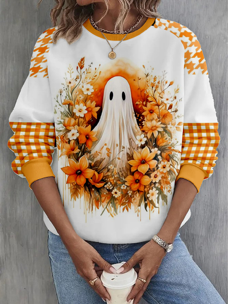 

Crew Neck Halloween Casual Raglan Sleeve Sweatshirt, Orange, Hoodies&Sweatshirts