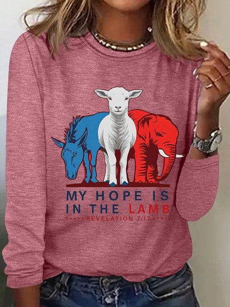 

My Hope is in the Lamb Casual Long Sleeve Shirt, Watermelon, Long sleeves