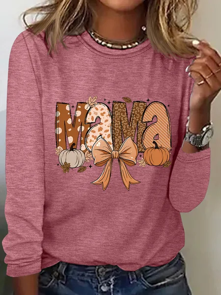 

Fall Mama Casual Long Sleeve Shirt, Watermelon, Long sleeves
