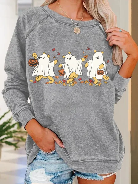 

Retro Pooh Ghost Halloween Casual Sweatshirt, Light gray, Hoodies&Sweatshirts