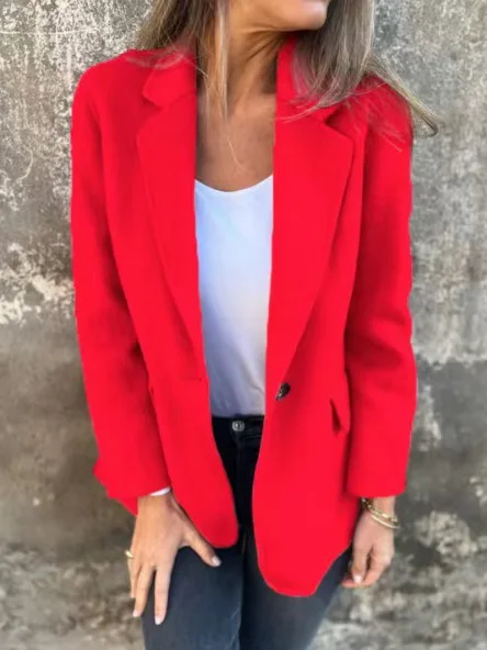 

Shawl Collar Casual Jacket, Red, Outerwear