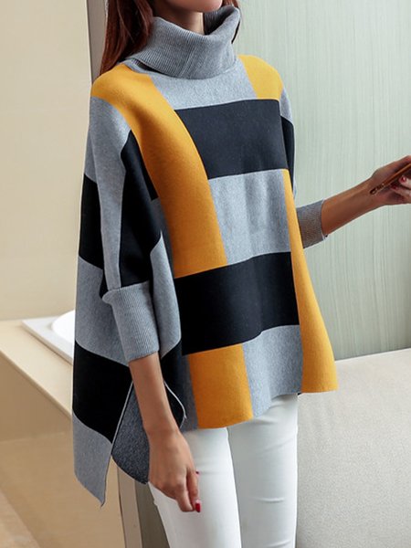 

Loose Geometric Casual Raglan Sleeves Sweater, As picture, Pullovers