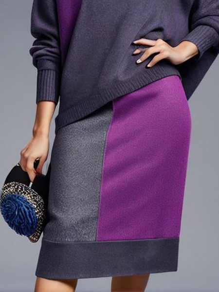 

Medium Elasticity Regular Fit Color Block Casual Mini Skirt, As picture, Skirts