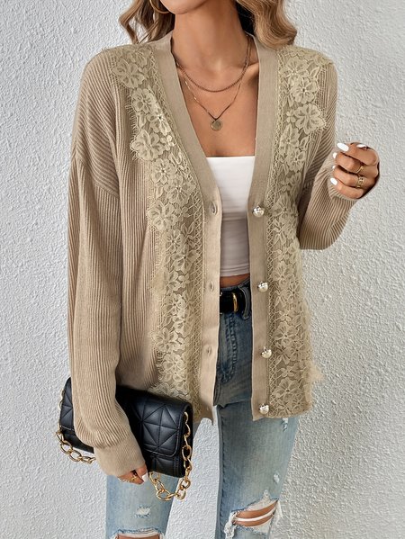 

Women Wool/Knitting Plain Long Sleeve Comfy Casual Cardigan, Khaki, Sweaters