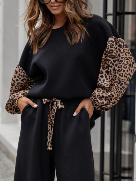 

Regular Sleeve Casual Loose Sweatshirt, Black, Hoodies and Sweatshirts