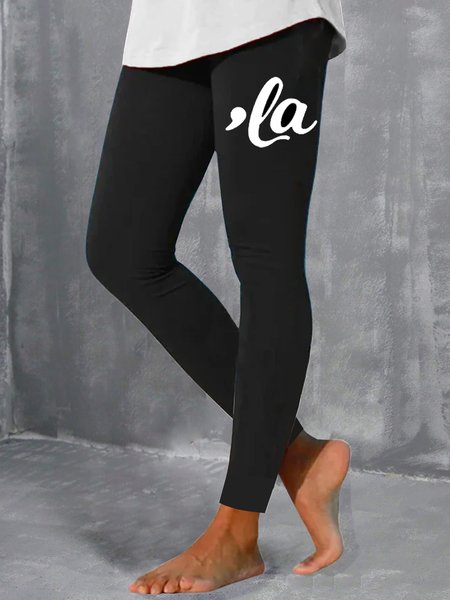 

Women's Text Letters Casual All Season Long Leggings, Black, Leggings