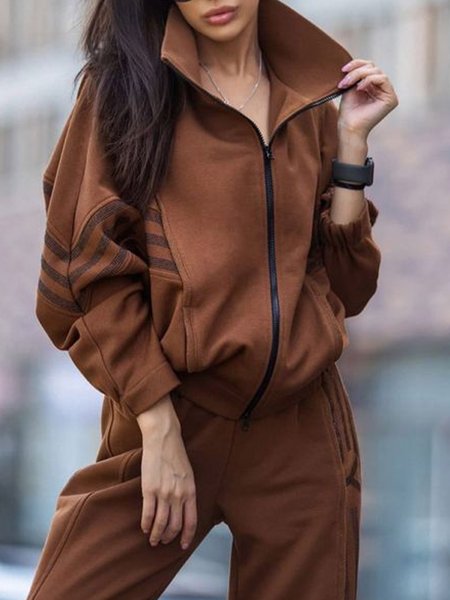 

Casual Raglan Sleeves Turtleneck Loose Jacket, Coffee, Jackets