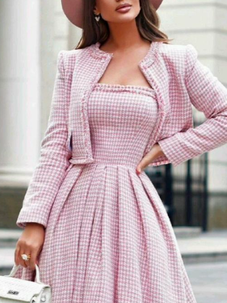 

Elegant Crew Neck Regular Fit Regular Sleeve Jacket, Pink, Jackets