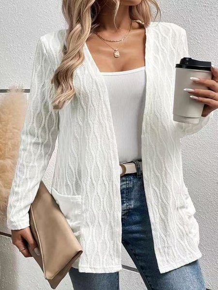 

Women's Plain Thicken Loose Jacket, White, Outerwear