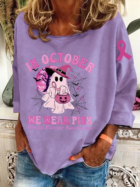 

In October We Wear Pink Breast Cancer Awareness Casual Sweatshirt, Lavender, Hoodies&Sweatshirts