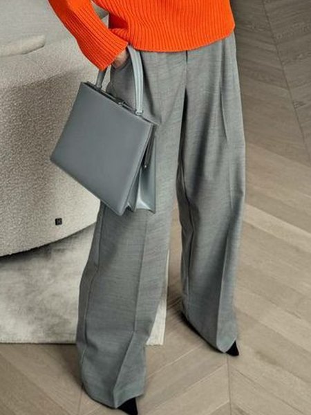 

Urban Loose Daily Plain Wide leg Pants, Gray, Pants