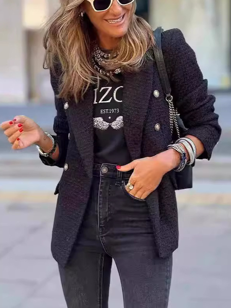 Women's Plain Thicken Loose Jacket, Black, Coats