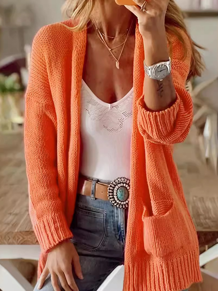 

Women's Casual Winter Plain Wool/Knitting Cardigan, Orange red, Cardigans