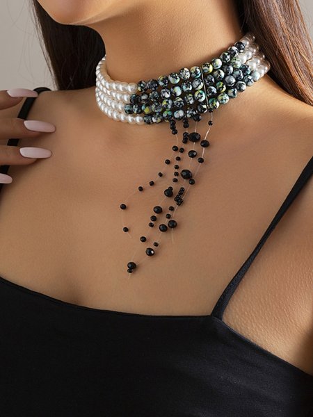 

Elegant Acrylic Pearl Chain Necklaces, Green, Necklaces