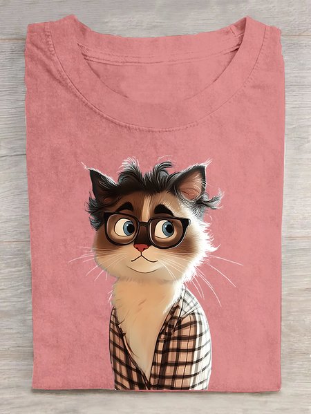 

Cat Programmer Cotton T-shirt, Orange pink, T-shirts