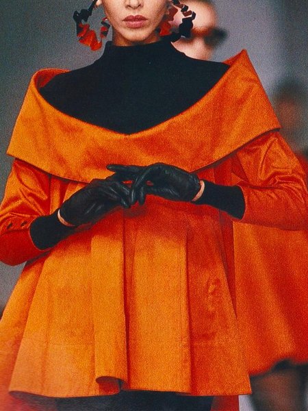 

Color Block Elegant Loosen Plain Dolman Sleeve Blouse, Orange, Blouses and Shirts