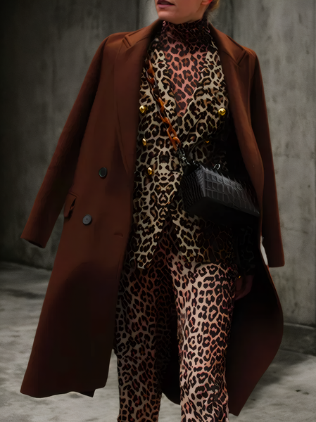 Urban Regular Sleeve Plain Coat, Brown, Coats