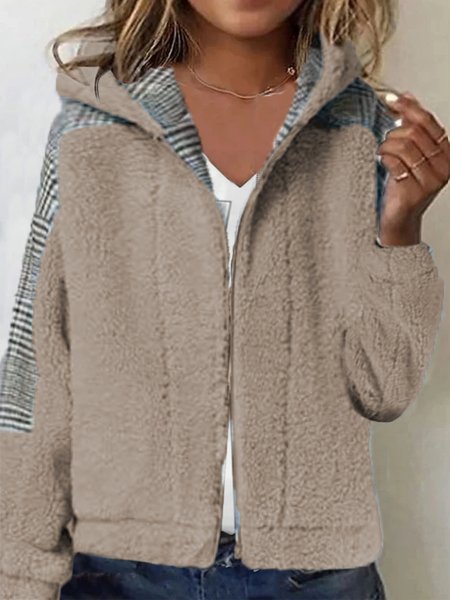 

Women's Color Block Thicken Loose Jacket, Coffee, Coats