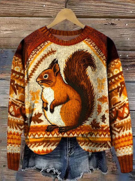 

Maple Leaf Casual Sweater, Brown, Sweaters