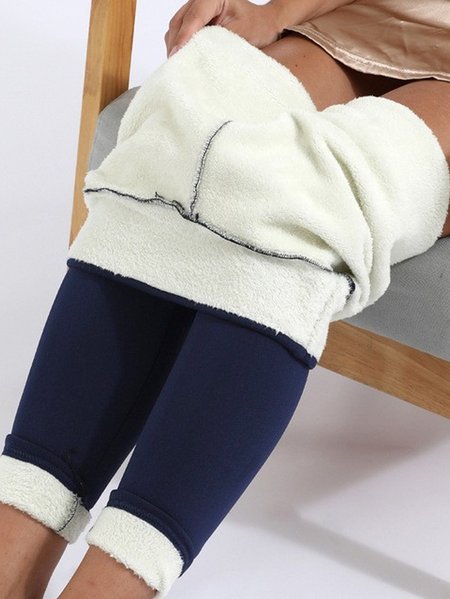 

Women's Casual Plain Nylon Winter Long Leggings, Navyblue, Leggings