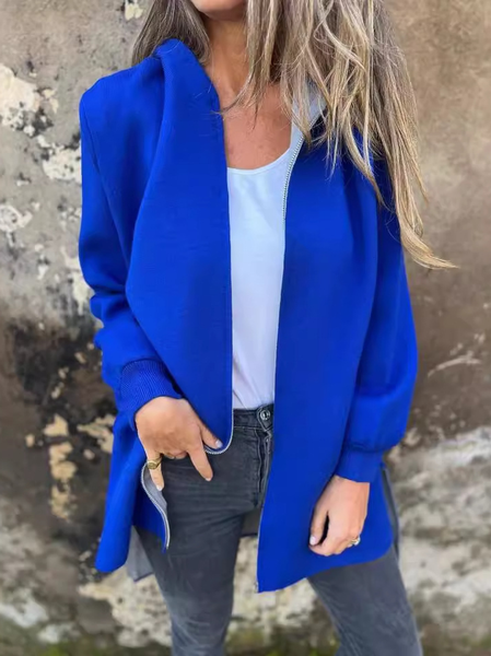 

Women's Plain Thicken Loose Jacket, Blue, Outerwear