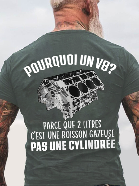 

Pourquoi Un Moteur V8 Back Cotton T-Shirt, Dark gray, T-shirts
