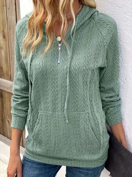

Casual Hoodie Plain Sweatshirt Zipper, Green, Hoodies & Sweatshirts
