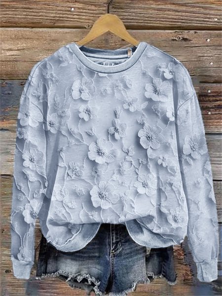 

Plant flower pullover sweatshirt, Light blue, Sweaters