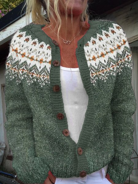 

Vintage Felman Island Snowflake Button Sweater Cardigan, Green, Cardigans